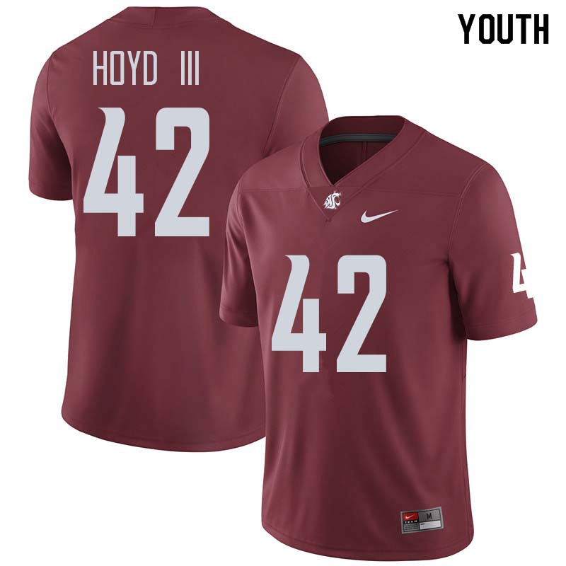 Youth #42 Greg Hoyd III Washington State Cougars College Football Jerseys Sale-Crimson
